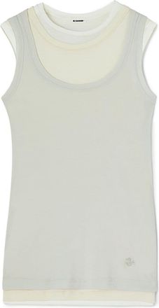 Jil Sander layered cotton tank top - women - Cotton - S - Grey