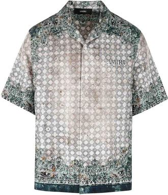 Amiri Green And Grey Silk Shirt