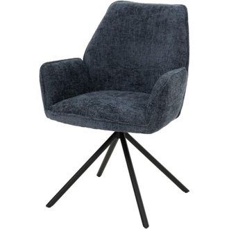 Hhg [nunca Usado] Silla De Comedor Hhg-494, Silla De Cocina Con Reposabrazos, Giratoria, Posici&oacute;n Autom&aacute;tica, Chenilla &Ouml;ko-tex Mvg, Azul Oscuro
