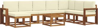 vidaXL Conjunto De Sof&aacute;s De Exterior 9 Uds. Natural Y Crema Vidaxl