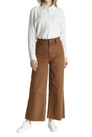 OAT New Yor High Rise Wide Leg Jeans In Harvest Brown