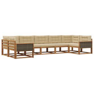 vidaXL Conjunto De Sof&aacute;s De Exterior Con Coj&iacute;n 7 Pcs Natural Y Beige Vidaxl