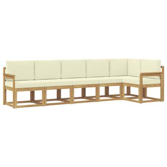 vidaXL Conjunto De Sof&aacute;s De Exterior 6 Pcs Blanco Y Crema Poli&eacute;ster Vidaxl