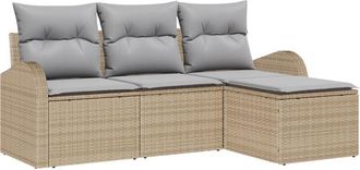 vidaXL Garden Sofa Set with Cushion 4 pcs Beige Poly rattan Vidaxl