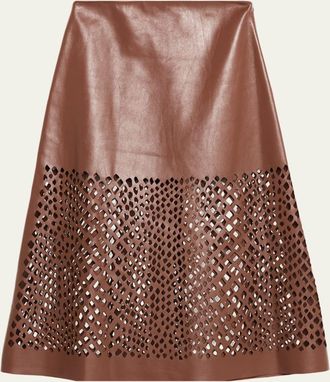 TWP The A-Line Leather Skirt with Laser Cutouts