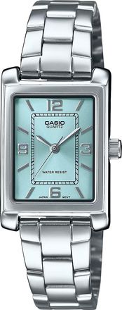 Casio Womens Silver Analog Watch Aqua Dial Stainless Steel Bracelet - LTP-1234DD-2ADF