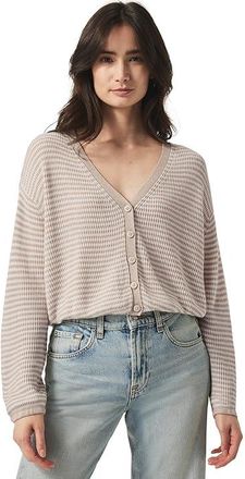 Splendid Bri Striped Cardigan Womens Sweater Fawn Stripe : LG (Womens 10-12), Nylon/Polyester/Viscose