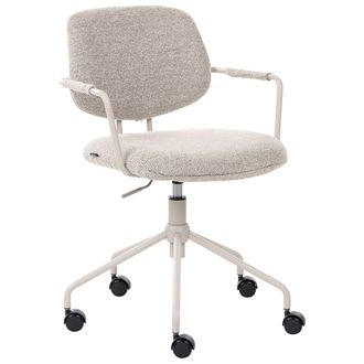 Beliani Silla De Oficina Funcional Tapizado De Poli&eacute;ster Altura Ajustable Base Giratoria Beige Ripley