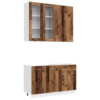 vidaXL Unidad De Cocina Lyon 4 Uds. Madera Envejecida Vidaxl