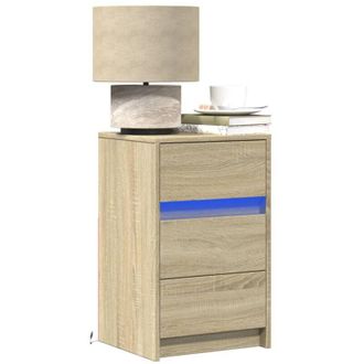 vidaXL Comodino con Luci led Rovere Sonoma in Legno Multistrato - Vidaxl