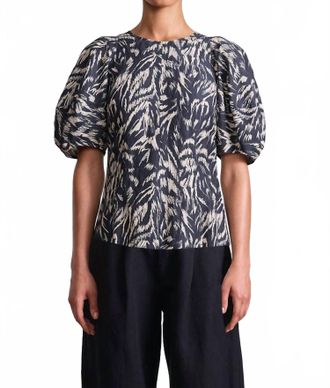Apiece Apart Lino High Neck Top In Abstract Animal Midnight
