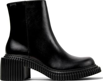 Camper Enkellaars met Hak - Dames - Laarzen met Hak - Zwart - 39 EU - Leer - Schoenen