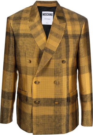 Moschino plaid-check double-breasted blazer - men - Polyamide/Polyester/Viscose - 50 - Yellow