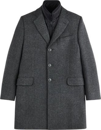 Fay Herringbone Notched-Lapel Double Coat