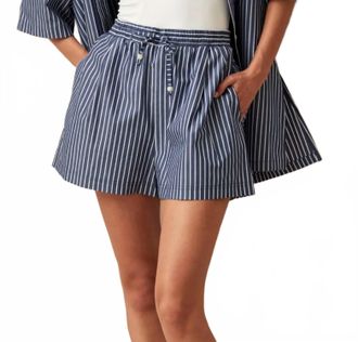 Alohas Esme Cotton Shorts In Blue And White Stripes