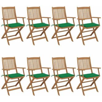 vidaXL Sillas De Jard&iacute;n Plegables 8 Pc Con Almohadillas Masivas