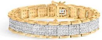 House of Brilliance 10K Yellow Gold 5.00 Cttw Round-Cut Diamond Link 7 Bracelet at Nordstrom