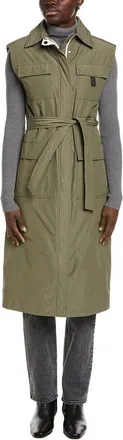 Brunello Cucinelli Olive Sleeveless Belted Long Vest, Brand Size 50 (US Size 16)