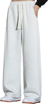 Generic Mens Baggy Jogger Sweatpants Open Bottom Sweat Pants Relaxed Fit Moisture Wicking Breathable (UK, Alpha, XS, Regular, Regular, White ash)