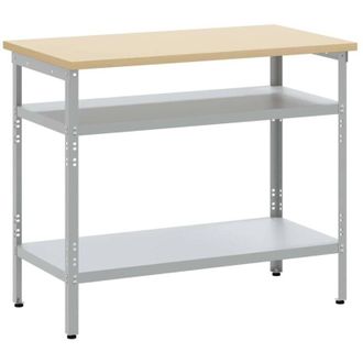 vidaXL Vidaxl - Mesa De Trabajo Gris 100 X 55 X 85 Cm Acero Y Madera Engineered