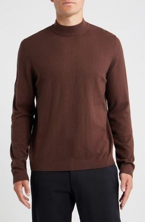 Open Edit Solid Mock Neck Sweater in Brown Chicory at Nordstrom Rack, Size X-Small