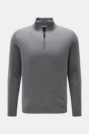 Braun Hamburg Men - Cashmere half-zip jumper grey mottled