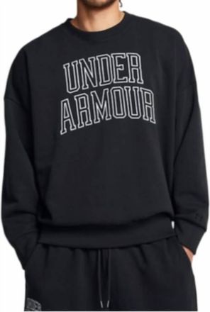 Under Armour Mens Icon Heavyweight Terry Overized Crew Neck Sweatshirt In Black