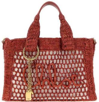 Chlo&eacute; Red Raffia Summer Banana Shopping Bag Gingerred Borse A Mano
