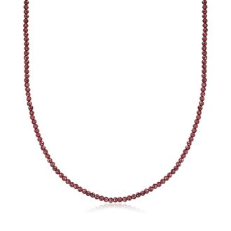 Ross-Simons Garnet Bead Necklace With 18kt Gold Over Sterling