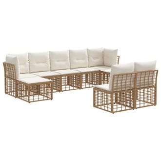 vidaXL Conjunto De Sof&aacute;s De Exterior Natural Y Crema Poli&eacute;ster Vidaxl
