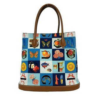 Gucci Brown Multi-Color Canvas Leather Handbag Tote Bag (Pre-Owned)