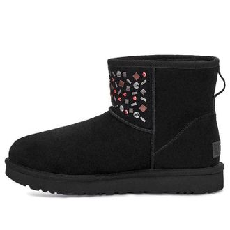 UGG (WMNS) UGG Classic Mini Stud II Rivets Snow Boots Black 1119101-BLK