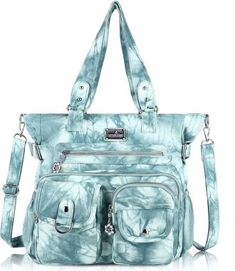 Angel Kiss Purses and Handbag for Women Soft PU Leather Shoulder Handbag Women Tote Satchel Bags Top Handle Satchel, 10 blue Green