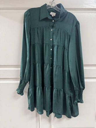 Peach Love California Womens Button Down Dress In Green