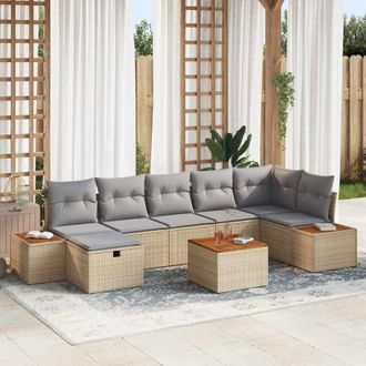 vidaXL Vidaxl - Conjunto De Sof&aacute; De Jard&iacute;n 8 Pcs Beige 55 X 62 X 69 Cm