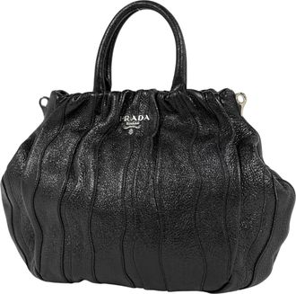 Prada Black Nero Leather Handbag Tote Bag (Pre-Owned)