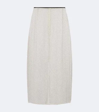 Hunza G Polka-dot sheer midi skirt