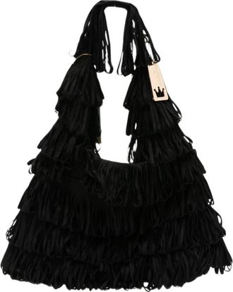 La Milanesa Capucine Fringed Tote Bag - Dames - Shoppers - Zwart - ONE Size - Polyester - Tassen