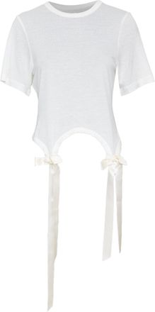 Simone Rocha fine jersey curved hem bow top shirt