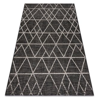 RugsX Rugsx - Alfombra De Cuerda Sisal Floorlux 20508 Negro/plateado Tri&aacute;ngulos Black 160x230 Cm