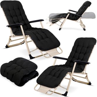 OEM Tumbona Plegable De Jard&iacute;n Con Coj&iacute;n Sofotel Chillwell, Juego De 2 Unidades, Color Negro
