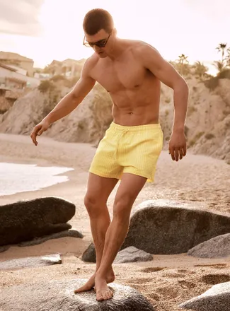 Simons Mens Monochrome stripe seersucker swim short