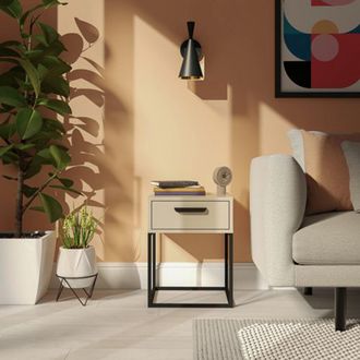 Dmora Comodino Lelimapa, Un Caj&oacute;n, Apertura Y Cierre Deslizantes, 40x39x52h Cm Beige Cashmere