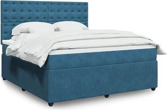 vidaXL Vidaxl - Cama Box Spring Con Colch&oacute;n Terciopelo Azul Oscuro 180x200 Cm
