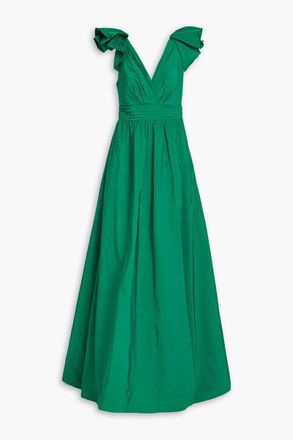 Marchesa Pleated taffeta gown - Green - US 14