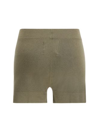 Extreme Cashmere Womens Rib-Knit Shorts N&deg;450 Bummy Army Cotton; Kashmir-Capra Hircus Bermuda Kashmir/capra