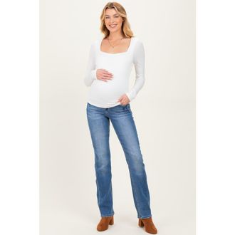 Pinkblush Slim Straight Leg Maternity Jeans in Blue at Nordstrom, Size 26 29