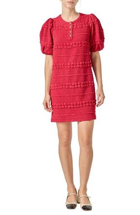 English Factory Smocked Minidress in Burgundy at Nordstrom, Size X-Small