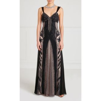 Temperley London Giselle Strappy Gown in Black Mix at Nordstrom, Size 10