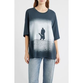 Daydreamer Johnny Cash Oversize Cotton Graphic T-Shirt in Vintage Black at Nordstrom